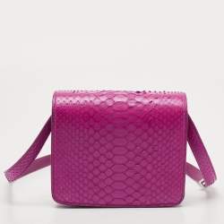 Celine Purple Python Leather Small Classic Box Flap Bag