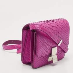 Celine Purple Python Leather Small Classic Box Flap Bag