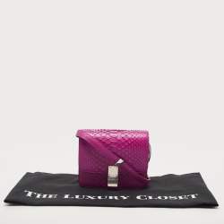 Celine Purple Python Leather Small Classic Box Flap Bag