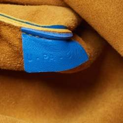 Pre Owned Celine Blue/Yellow Soft Leather Eyelet Pouch