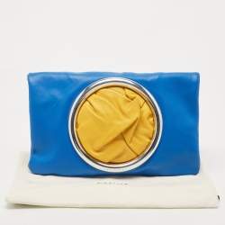 Pre Owned Celine Blue/Yellow Soft Leather Eyelet Pouch