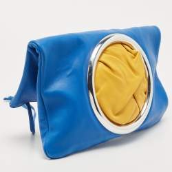 Pre Owned Celine Blue/Yellow Soft Leather Eyelet Pouch