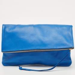 Pre Owned Celine Blue/Yellow Soft Leather Eyelet Pouch