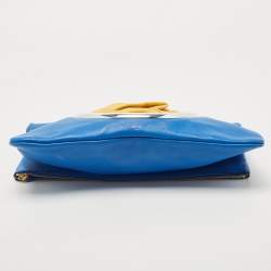 Pre Owned Celine Blue/Yellow Soft Leather Eyelet Pouch