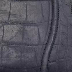 Pre Owned Celine Navy Blue Croc Embossed Leather Medium Phantom Luggage Tote