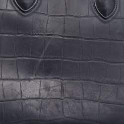 Pre Owned Celine Navy Blue Croc Embossed Leather Medium Phantom Luggage Tote