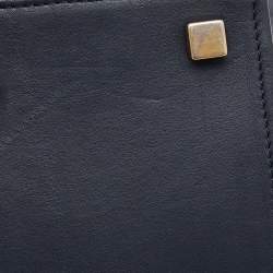 Pre Owned Celine Navy Blue Croc Embossed Leather Medium Phantom Luggage Tote