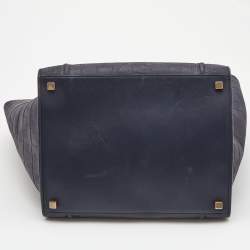 Pre Owned Celine Navy Blue Croc Embossed Leather Medium Phantom Luggage Tote