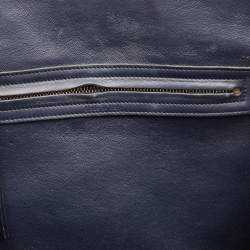 Pre Owned Celine Navy Blue Croc Embossed Leather Medium Phantom Luggage Tote