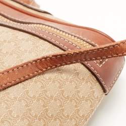 Pre Owned Celine Brown/Beige Macadam Coated Canvas and Leather Crossbody Bag