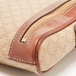 Pre Owned Celine Brown/Beige Macadam Coated Canvas and Leather Crossbody Bag