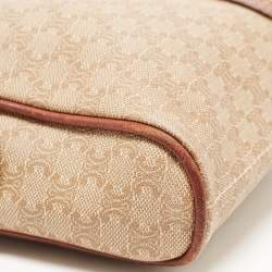 Pre Owned Celine Brown/Beige Macadam Coated Canvas and Leather Crossbody Bag