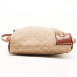 Pre Owned Celine Brown/Beige Macadam Coated Canvas and Leather Crossbody Bag