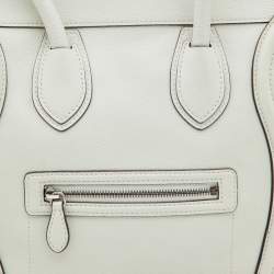 Pre Owned Celine Off White Leather Mini Luggage Tote
