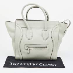 Pre Owned Celine Off White Leather Mini Luggage Tote
