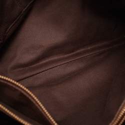 Pre Owned Celine Brown Macadam Fabric and Croc Embossed Leather Tote