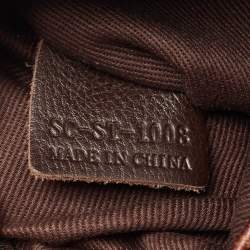 Pre Owned Celine Brown Macadam Fabric and Croc Embossed Leather Tote