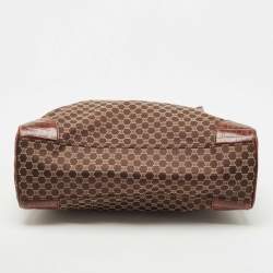 Pre Owned Celine Brown Macadam Fabric and Croc Embossed Leather Tote