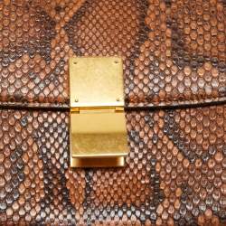 Pre Owned Celine Brown Python Medium Classic Box Shoulder Bag