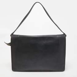 Pre Owned Celine Black Leather Clasp Flap Shoulder Bag