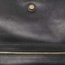 Pre Owned Celine Black Leather Clasp Flap Shoulder Bag
