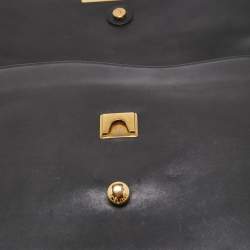 Pre Owned Celine Black Leather Clasp Flap Shoulder Bag