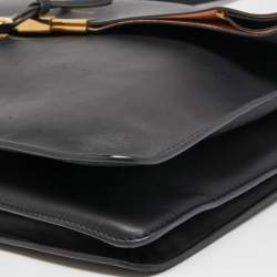 Pre Owned Celine Black Leather Clasp Flap Shoulder Bag