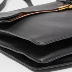 Pre Owned Celine Black Leather Clasp Flap Shoulder Bag
