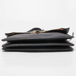 Pre Owned Celine Black Leather Clasp Flap Shoulder Bag