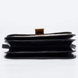 Pre Owned Celine Black/Beige Python and Leather Medium Classic Box Shoulder Bag