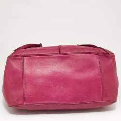 Pre Owned Celine Fuchsia Leather Front Pocket Satchel