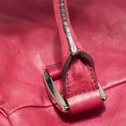 Pre Owned Celine Fuchsia Leather Front Pocket Satchel