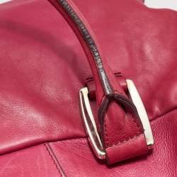 Pre Owned Celine Fuchsia Leather Front Pocket Satchel