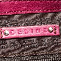 Pre Owned Celine Fuchsia Leather Front Pocket Satchel