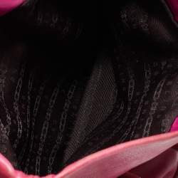 Pre Owned Celine Fuchsia Leather Front Pocket Satchel