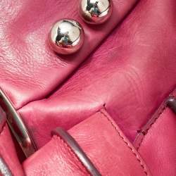 Pre Owned Celine Fuchsia Leather Front Pocket Satchel