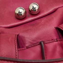 Pre Owned Celine Fuchsia Leather Front Pocket Satchel