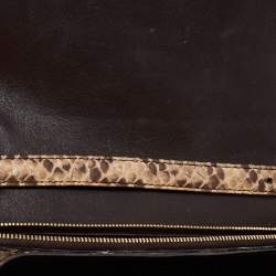 Pre Owned Celine Beige/Grey Python Medium Classic Box Shoulder Bag