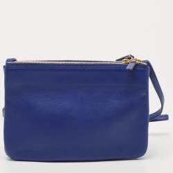 Pre Owned Celine Blue Leather Trio Crossbody Bag
