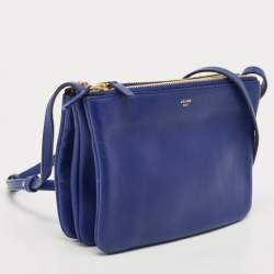 Pre Owned Celine Blue Leather Trio Crossbody Bag
