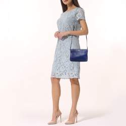 Pre Owned Celine Blue Leather Trio Crossbody Bag