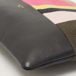 Celine Multicolor Striped Canvas And Leather Clutch