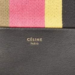 Celine Multicolor Striped Canvas And Leather Clutch
