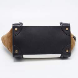 Pre Owned Celine Tri Color Leather and Suede Mini Luggage Tote