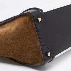 Pre Owned Celine Tri Color Leather and Suede Mini Luggage Tote