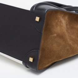 Pre Owned Celine Tri Color Leather and Suede Mini Luggage Tote