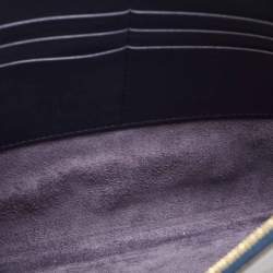 Pre Owned Celine Navy Blue Leather Braided Zip Pouch