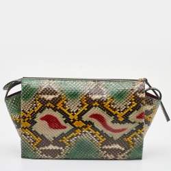Celine Multicolour Python Tri Fold Chain Clutch 