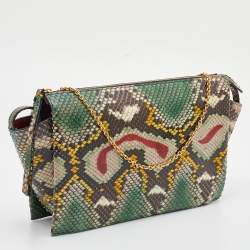 Celine Multicolour Python Tri Fold Chain Clutch 