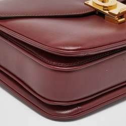 Pre Owned Celine Burgundy Leather Medium C Shoulder Bag